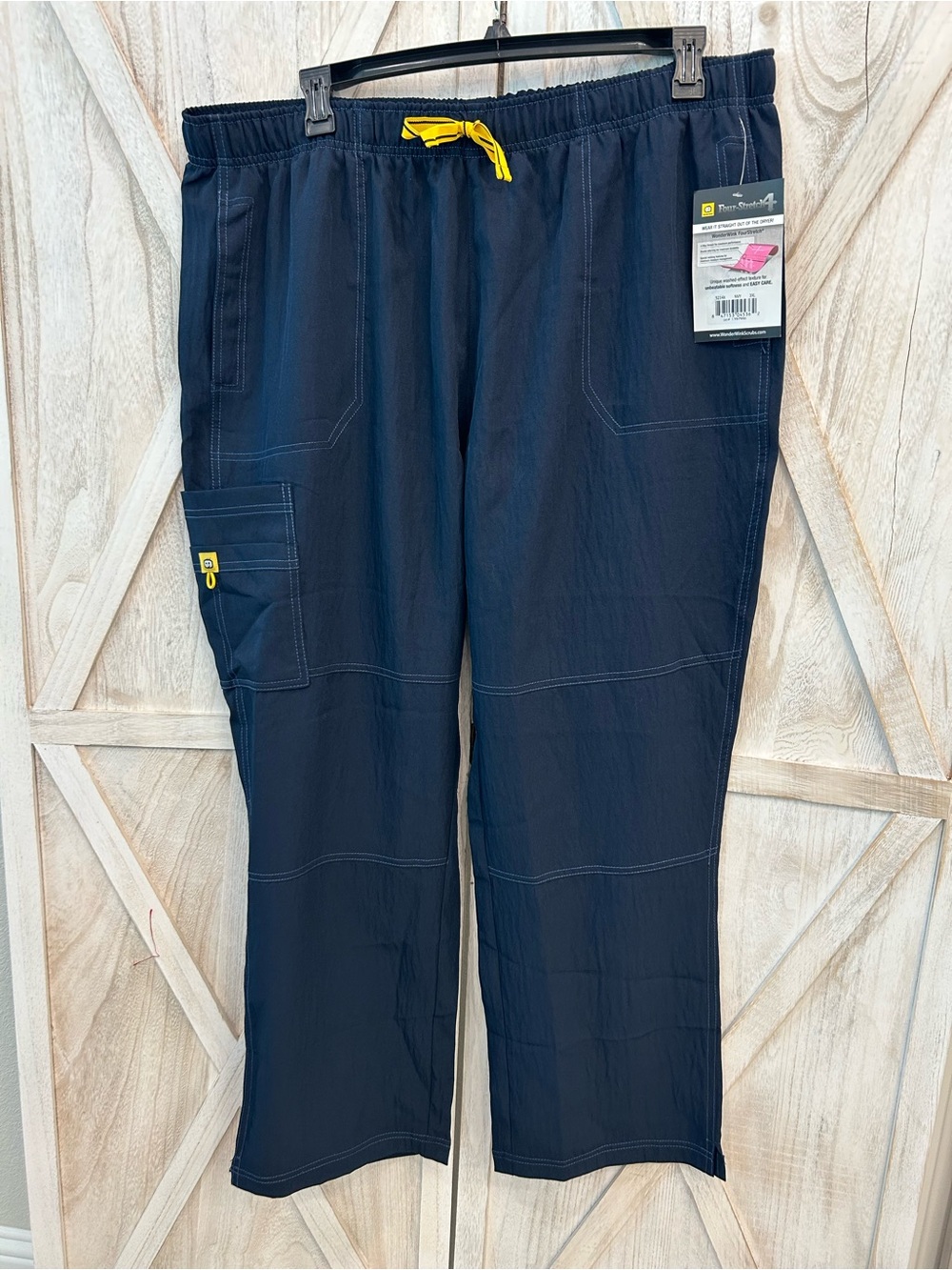WonderWink Men's Navy Jogger Pants with Yellow Drawstring